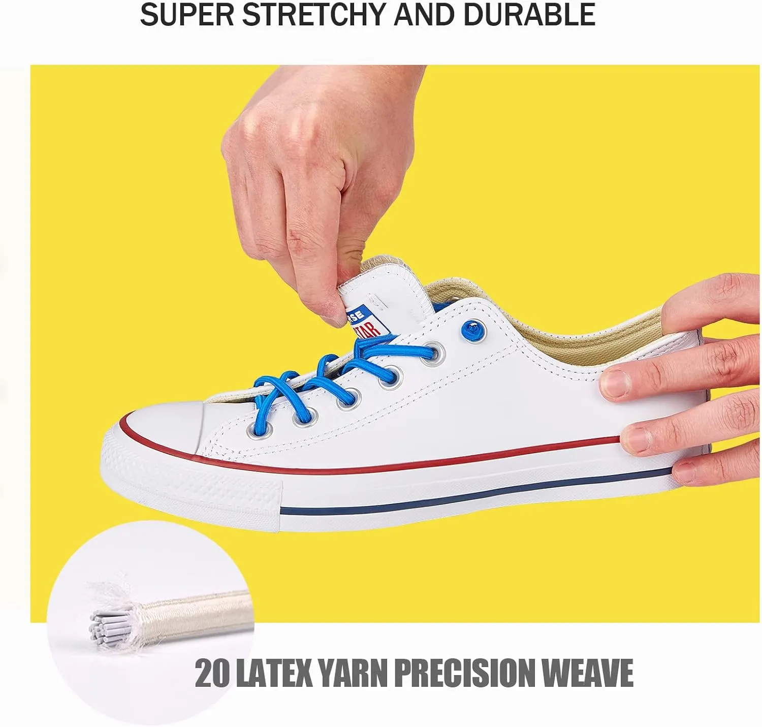 2 Pair Elastic No Tie Shoe Laces Tieless Shoelaces for Sneakers Shoes, One Size Fits All for Kids and Adults