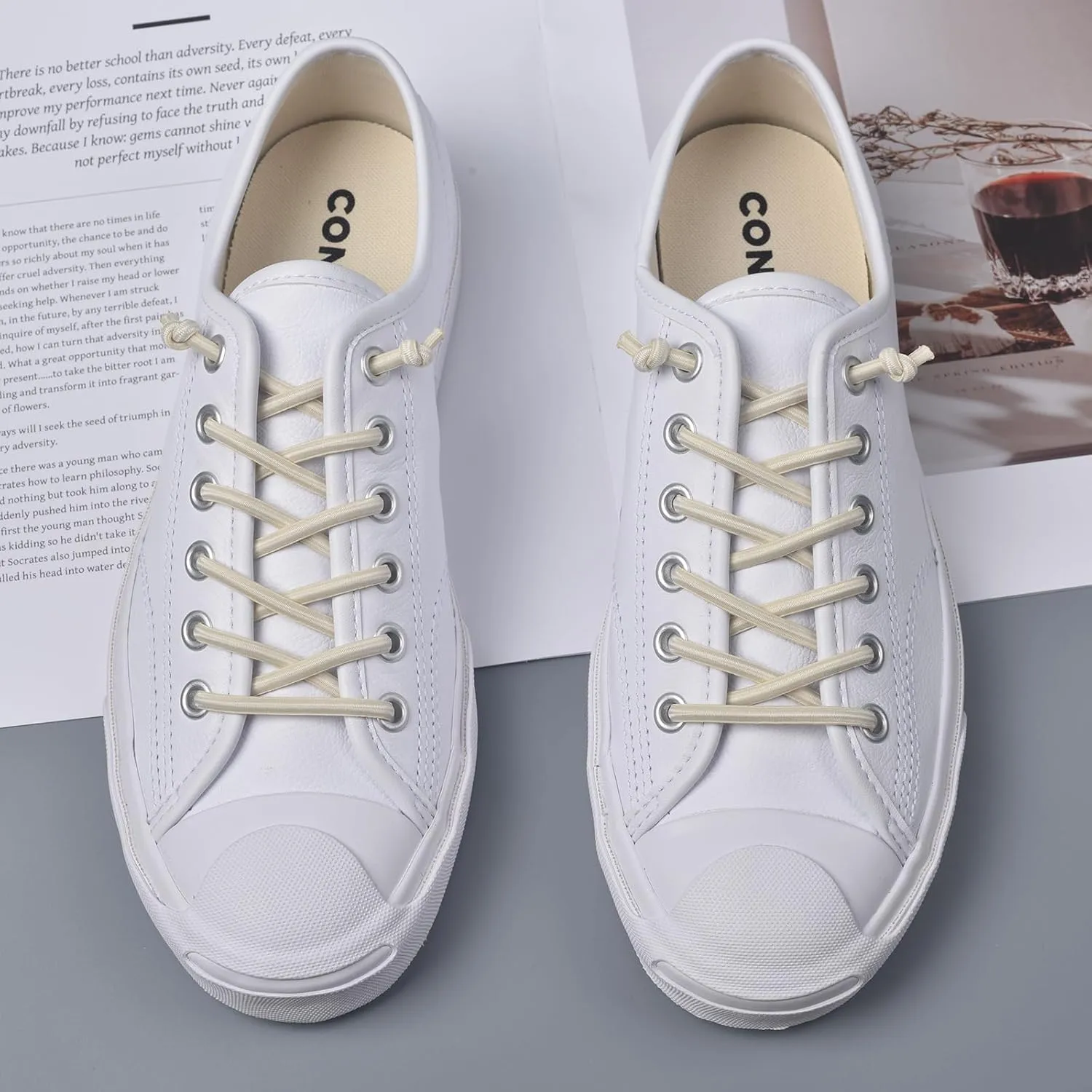 2 Pair Elastic No Tie Shoe Laces Tieless Shoelaces for Sneakers Shoes, One Size Fits All for Kids and Adults