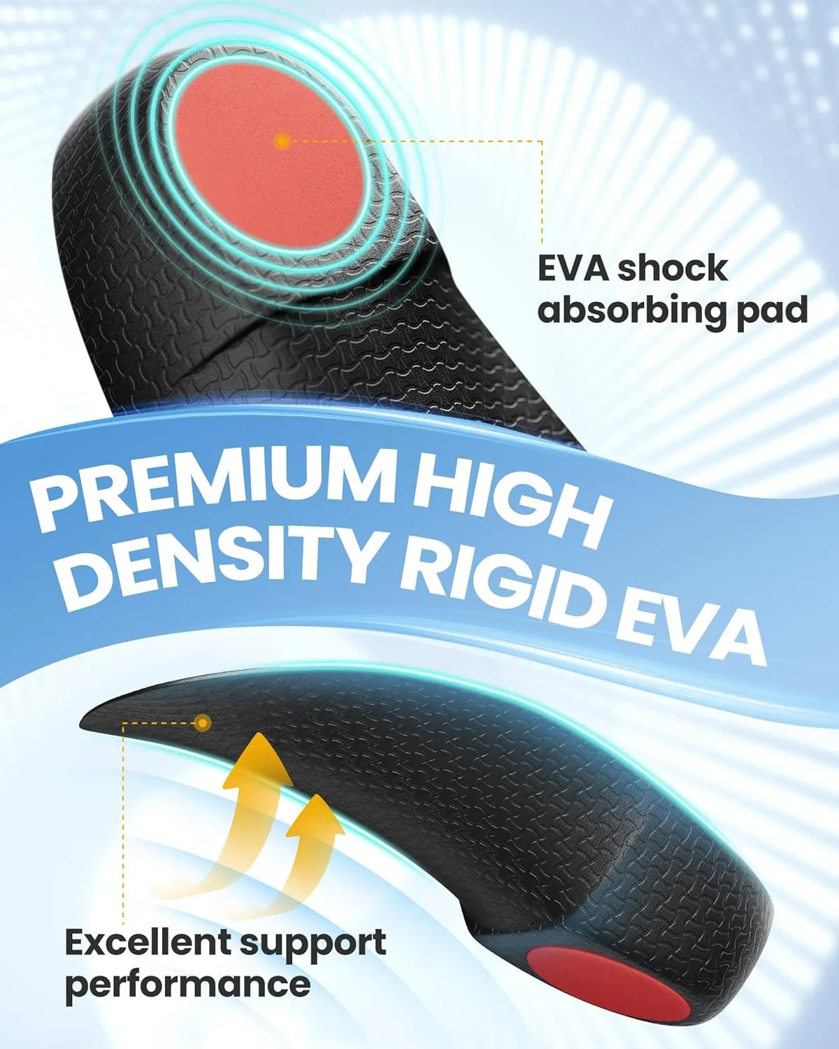 3/4 Arch Support Insoles for Women/Men,QBK Orthotics Shoe Insoles High Arch Supports Shoe Insoles for Plantar Fasciitis, Flat Feet, Over-Pronation,Height Increase Insoles, Heel Cushion InsertsM