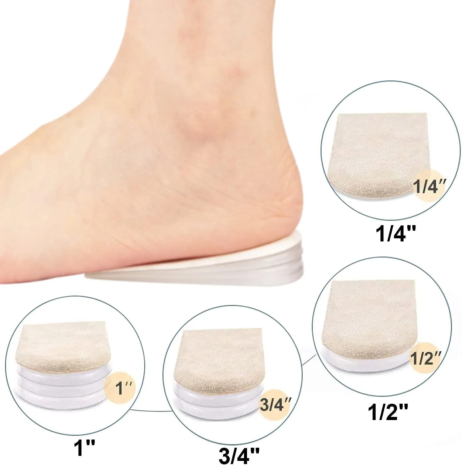 4 Layers Height Increase Insoles,Adjustable Orthopedic Heel Lift Inserts