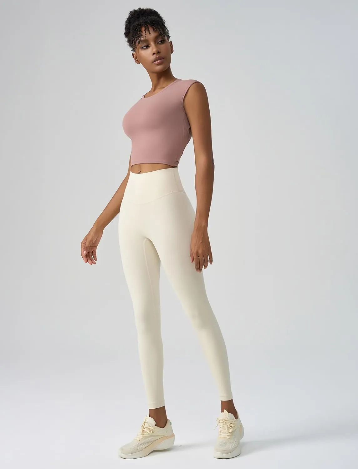ABOCIW Workout Tops for Women Open Back Longline Sports Bras Athletic Crop Top Cap Sleeve Gym T Shirts with Built in Bra