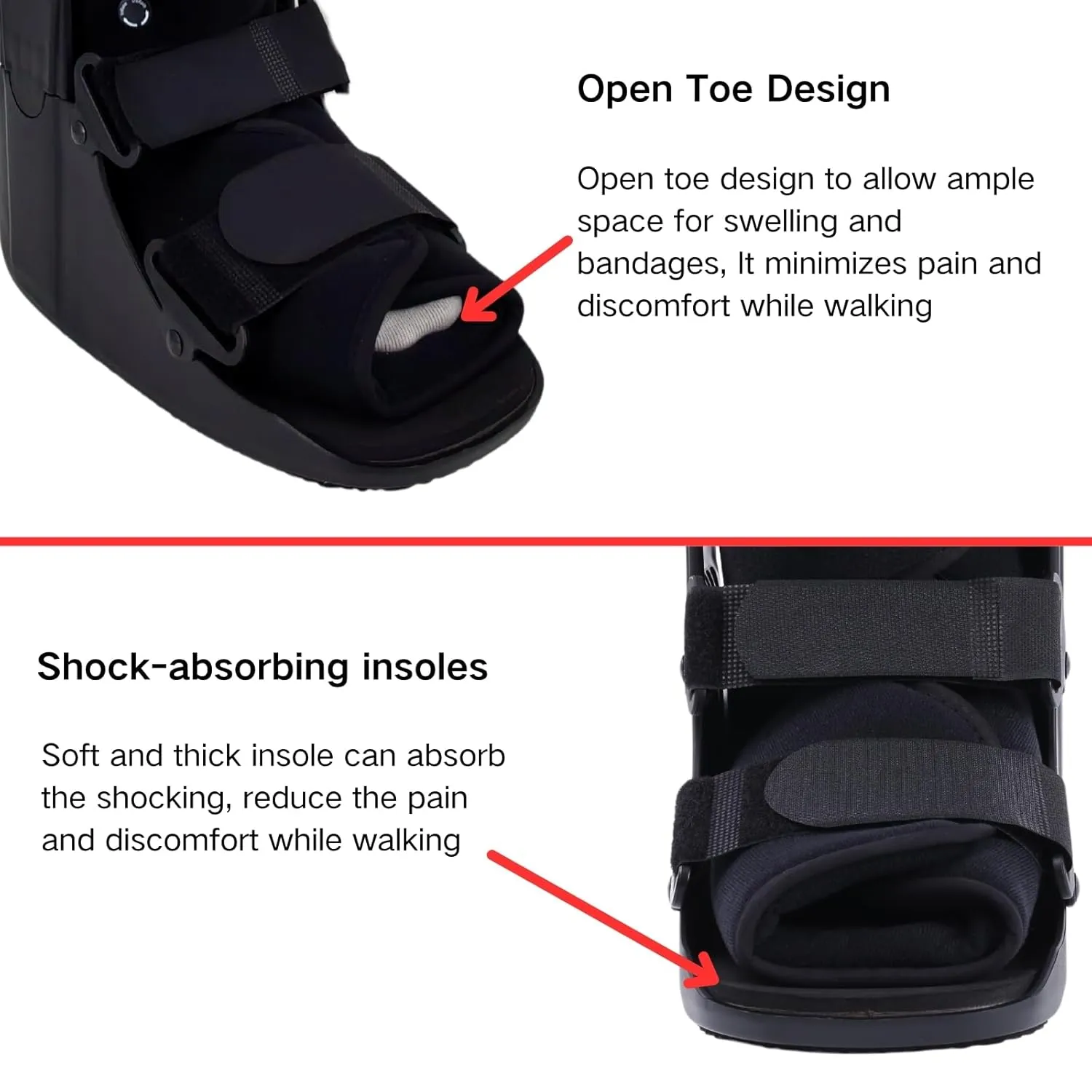 Air Cam Walking Boot, Short Walker Boot Fracture Boot for Sprained Ankle and Achilles Tendon, Inflatable Orthopaedic Boot for Broken Foot Post-Op Rehab (Medium)