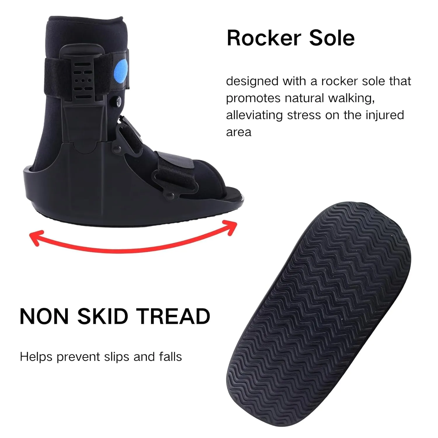 Air Cam Walking Boot, Short Walker Boot Fracture Boot for Sprained Ankle and Achilles Tendon, Inflatable Orthopaedic Boot for Broken Foot Post-Op Rehab (Medium)