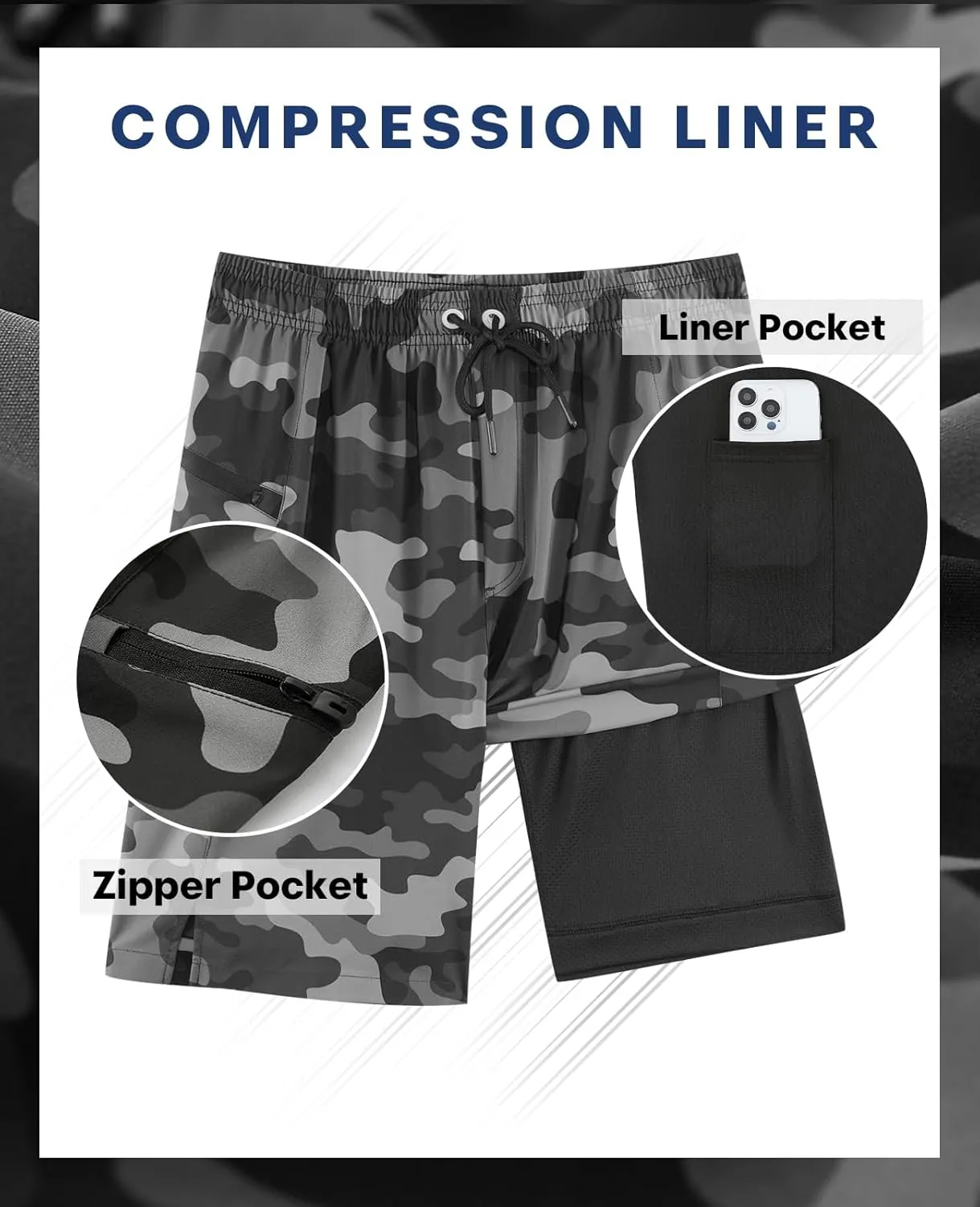 APTRO 2 in 1 Men's Swim Trunks 9" with Zipper Pockets Bathing Suit Built-in Board Shorts Swimwear Long Shorts