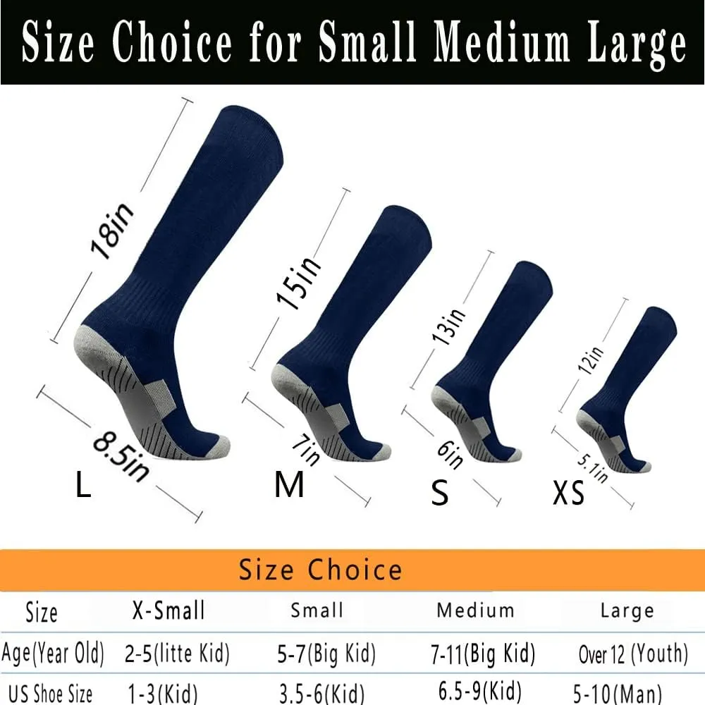 Baseball Socks 3 Pairs for Kid Youth Adult(4-20 Years Old) Team Sport Athletic Soccer Socks Cushion Softball Socks