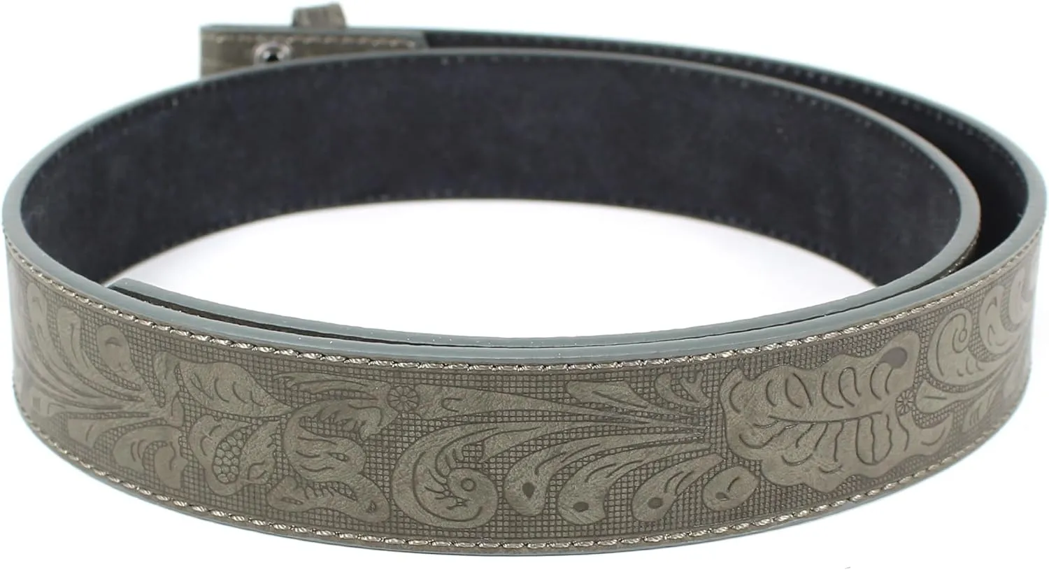 BC Belts Leather Belt Strap with Embossed Western Scrollwork 1.5" Wide with Snaps