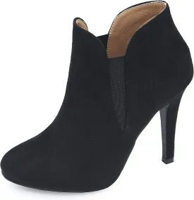 Bella Marie Kendall Women's Classic Chelsea style Round Toe Elastic Gore high heel Ankle Boots Booties
