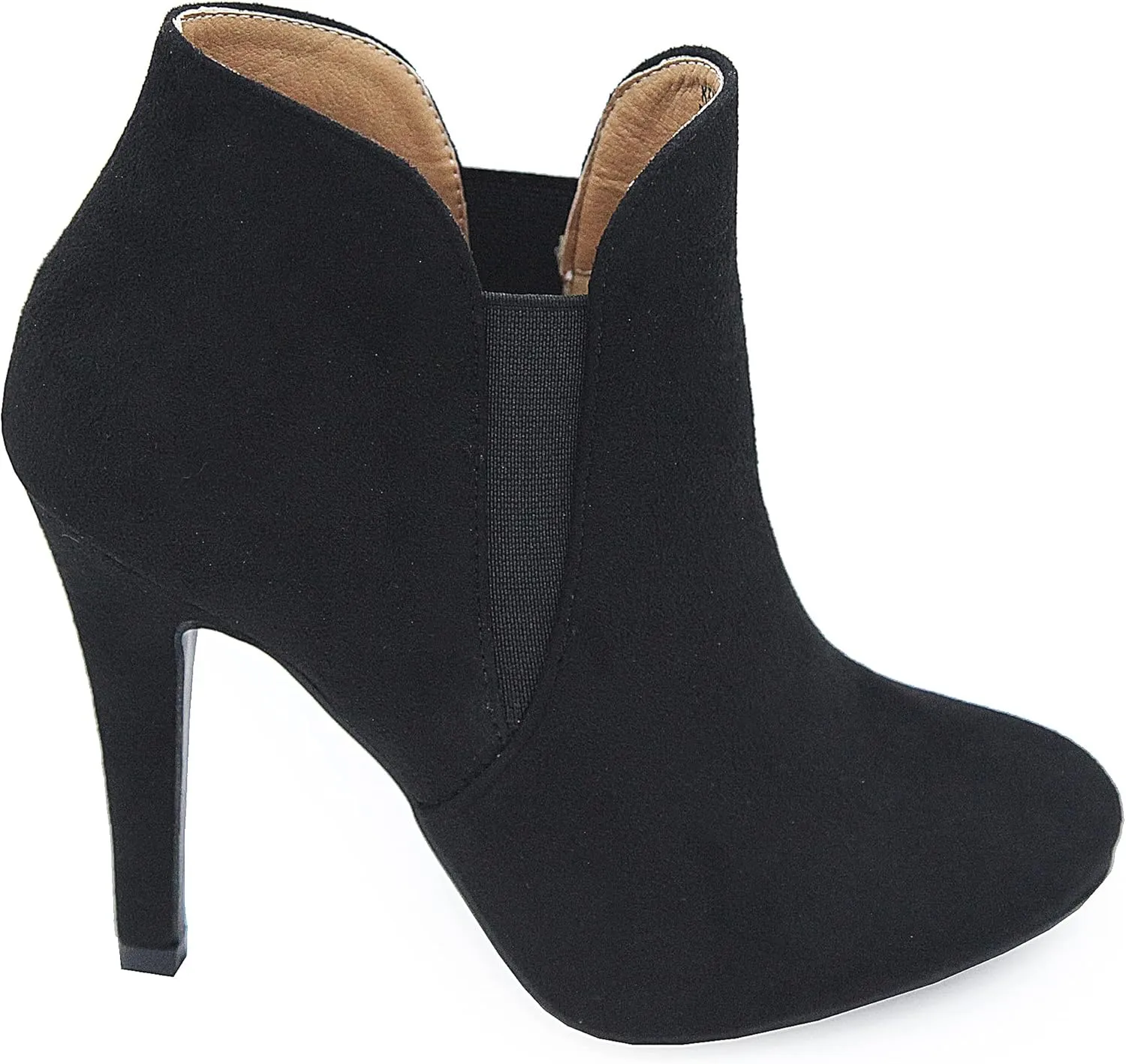 Bella Marie Kendall Women's Classic Chelsea style Round Toe Elastic Gore high heel Ankle Boots Booties