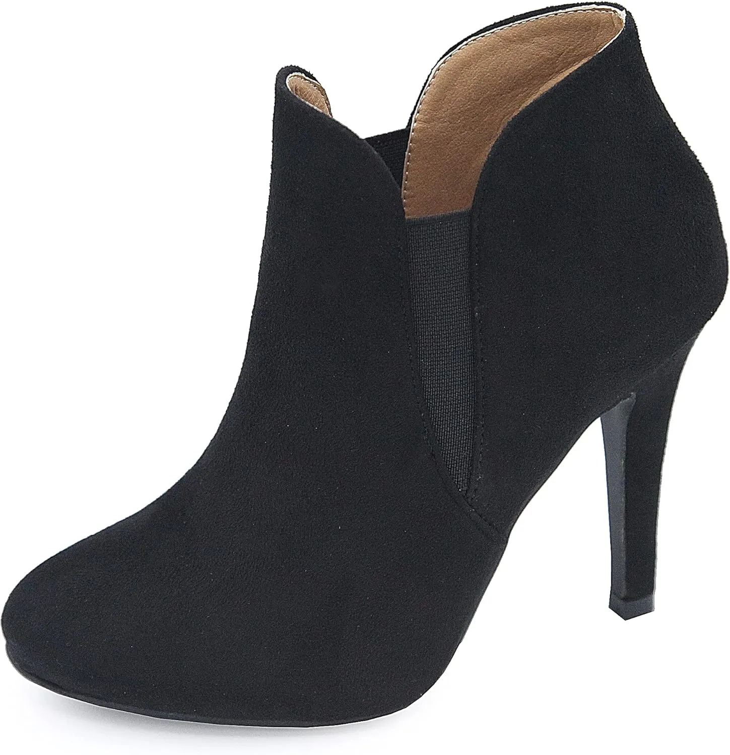 Bella Marie Kendall Women's Classic Chelsea style Round Toe Elastic Gore high heel Ankle Boots Booties