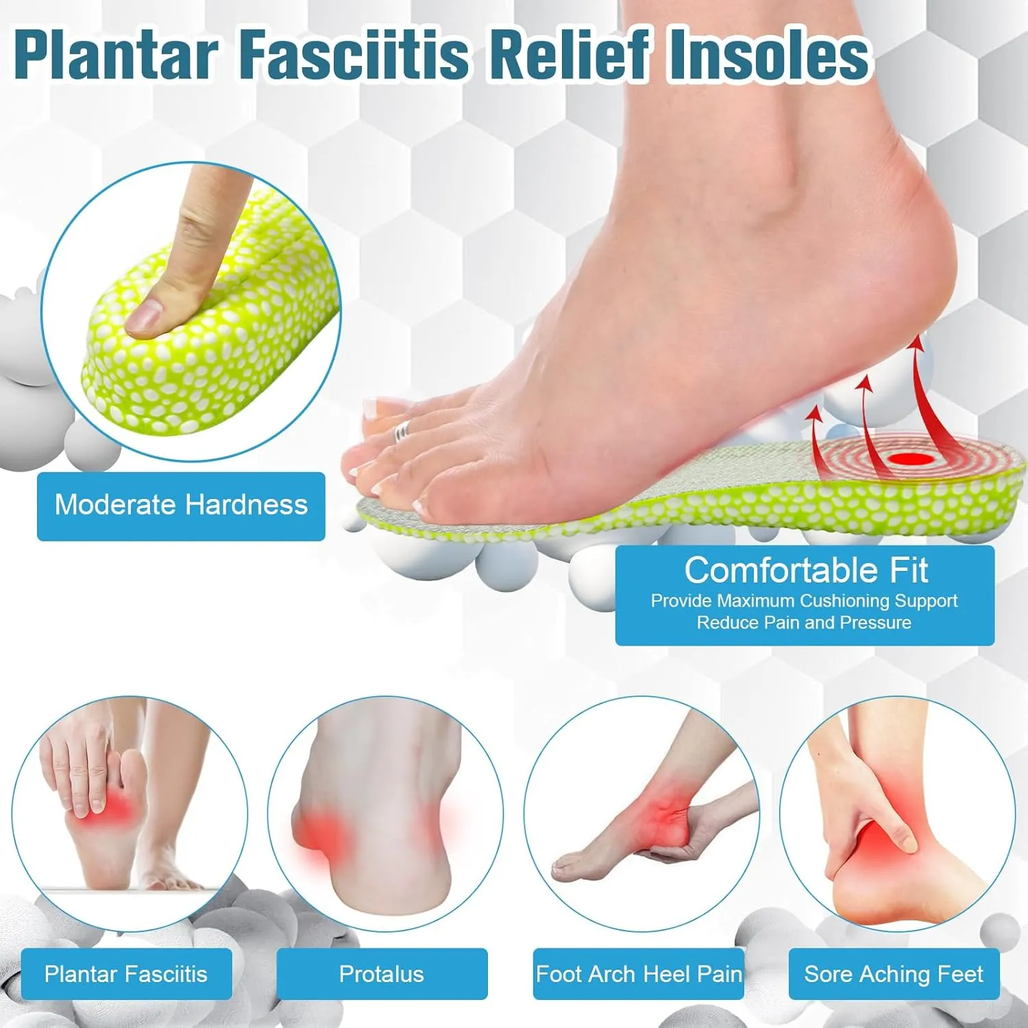 Brandone Height Insoles - Height Increase Insoles - Elastic Shock Absorbing Height Boosters, Breathable Shoe Lifts, Plantar Fasciitis Foot Pain Relief (Heel Height: 0.6Inch, Men: US 8-11)