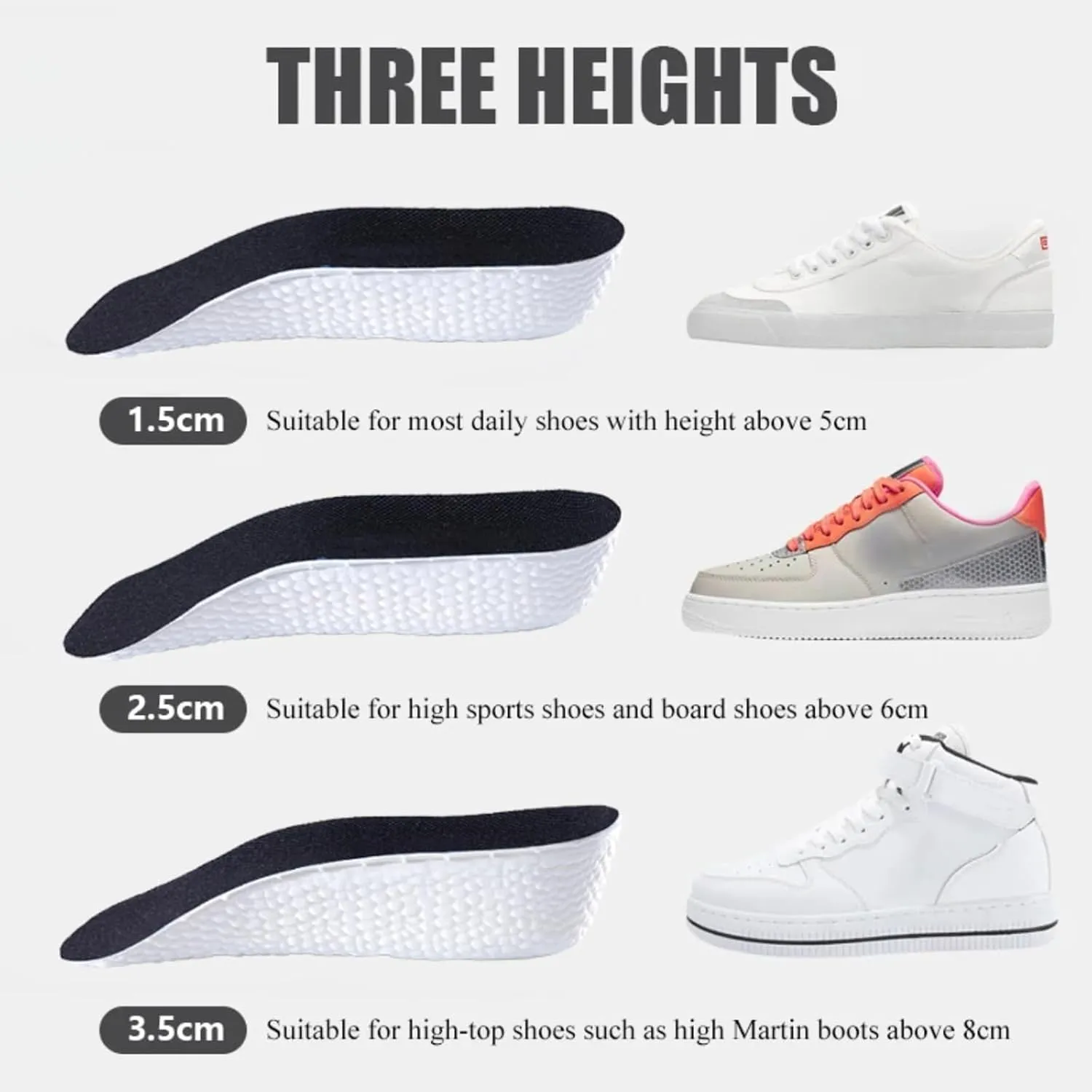 Brandone Insoles Height Increase - Brandone Insoles, Orthopedic High Pads 1.0, Orthopedic Highpads 1.0, Orthopedic Height Insoles, Arch Support Insoles for Fast Arch Pain (Gray, 0.98IN)