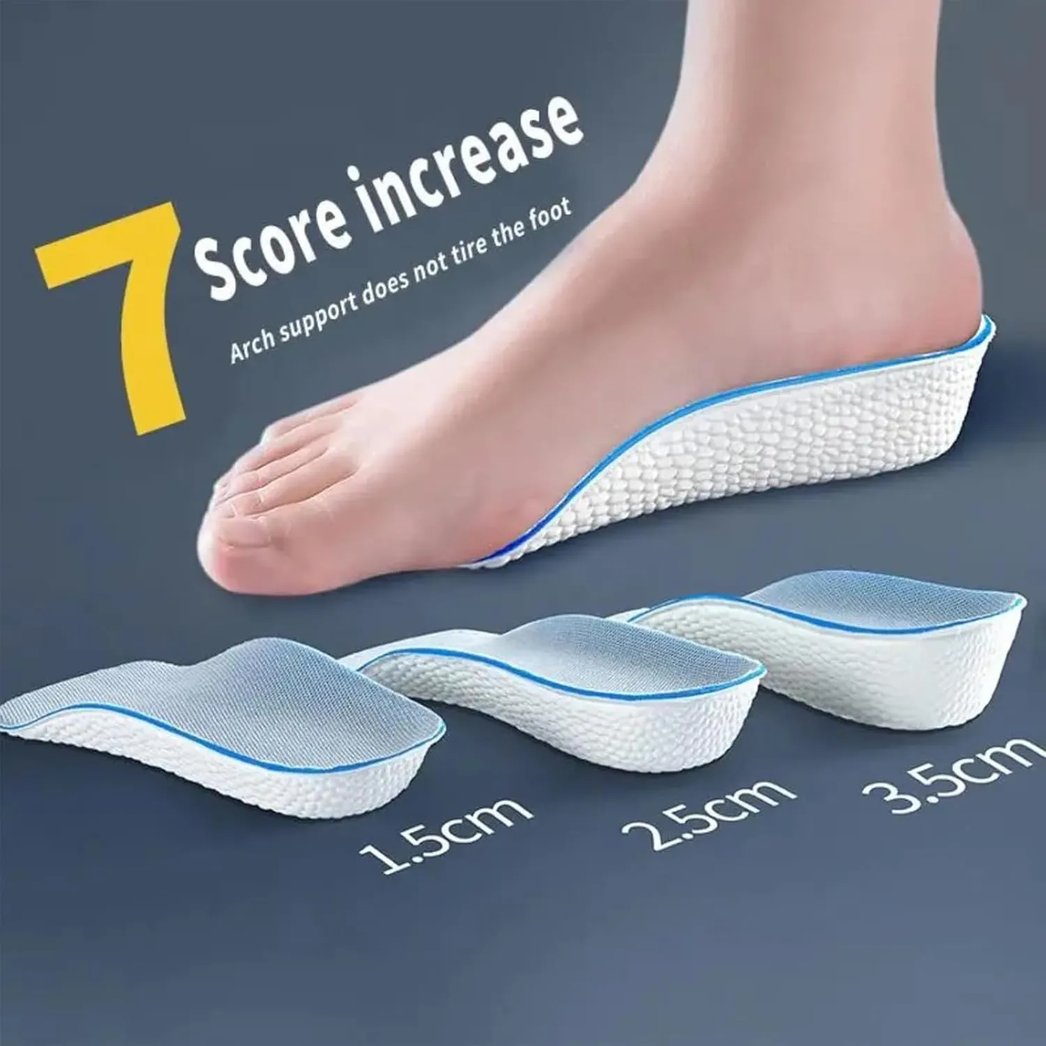 Brandone Insoles Height Increase - Brandone Insoles, Orthopedic High Pads 1.0, Orthopedic Highpads 1.0, Orthopedic Height Insoles, Arch Support Insoles for Fast Arch Pain (Gray, 0.98IN)