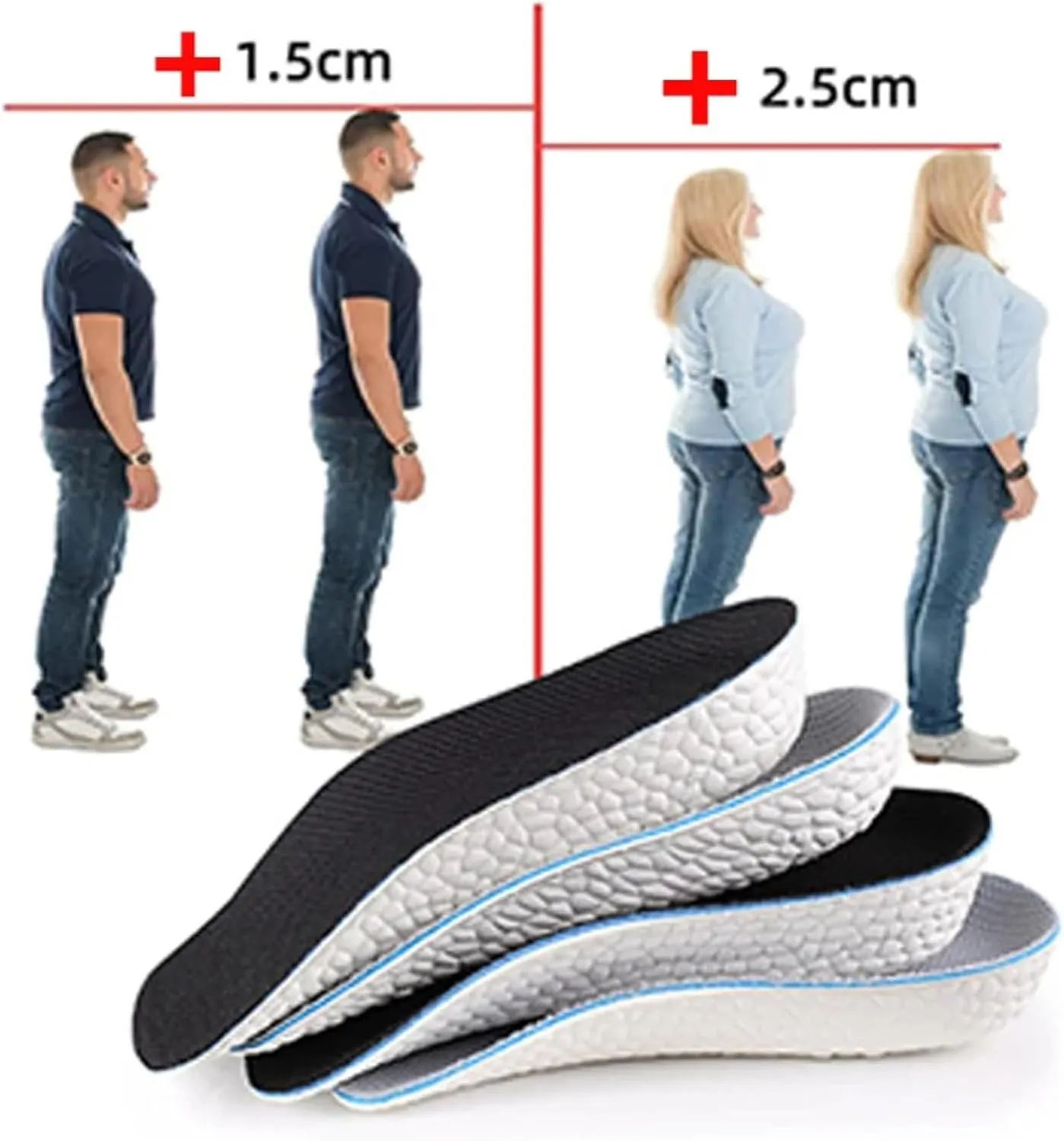 Brandone Insoles Height Increase - Brandone Insoles, Orthopedic High Pads 1.0, Orthopedic Highpads 1.0, Orthopedic Height Insoles, Arch Support Insoles for Fast Arch Pain (Gray, 0.98IN)