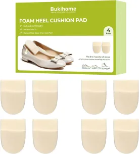 Bukihome Heel Cushion Pads - 4 Pairs Memory Foam Heel Lift for Achilles Tendonitis, Heel Wedge Inserts for Plantar Fasciitis, Sore Heel, Bone Spur, Shoe Lift Inserts for Women & Men