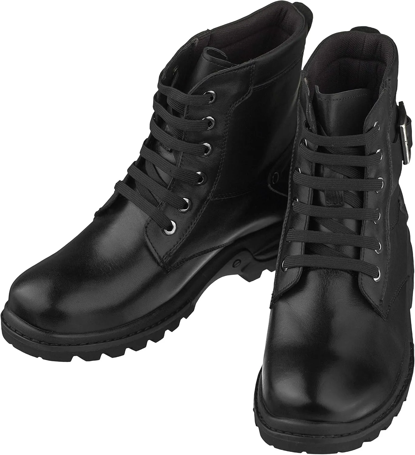 CALTO Men's Invisible Height Increasing Elevator Shoes - Black Premium Leather Lace-up High-top Ankle Boots - 3.2 Inches Taller - T14002 - Size 11 D(M) US