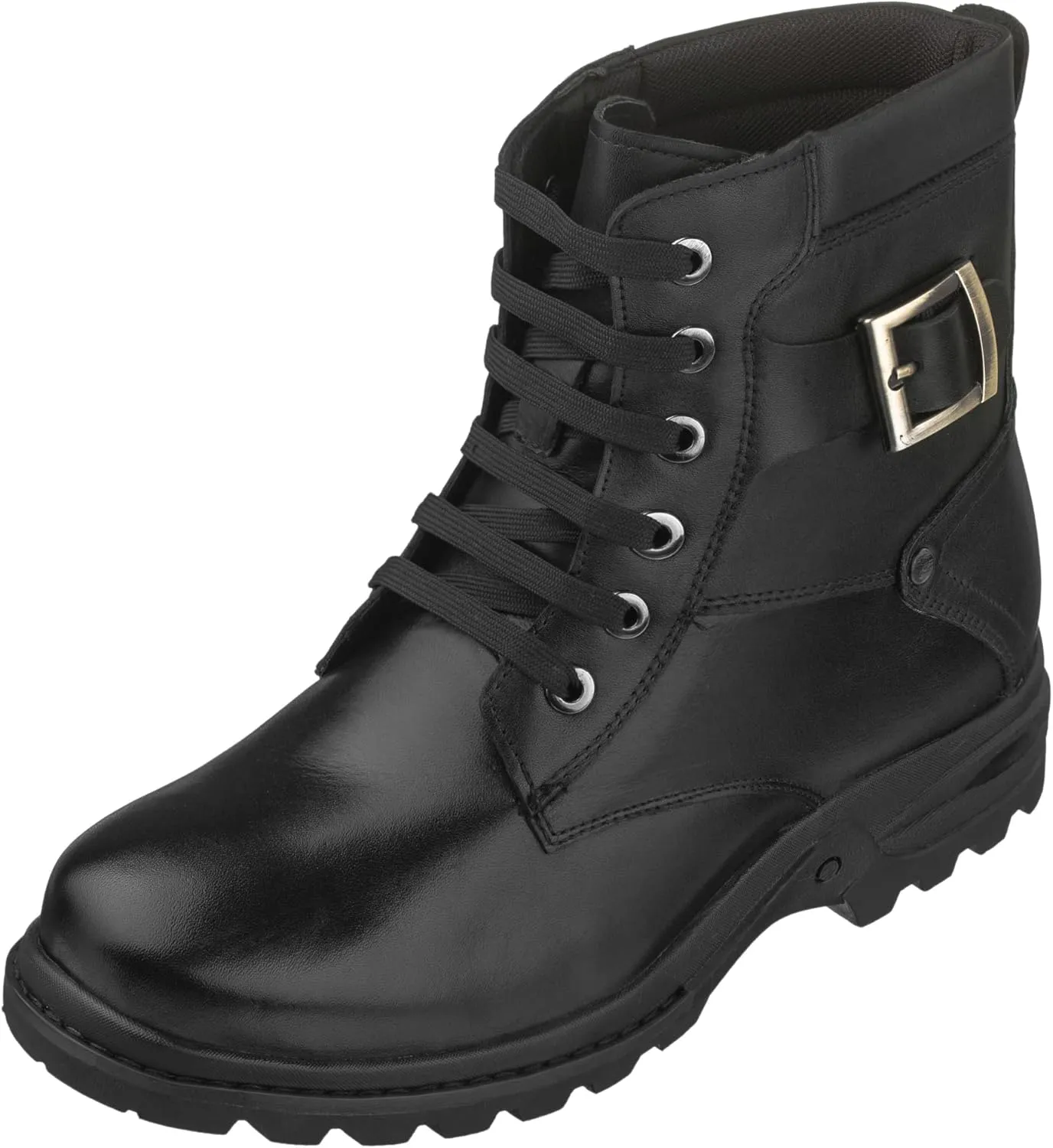 CALTO Men's Invisible Height Increasing Elevator Shoes - Black Premium Leather Lace-up High-top Ankle Boots - 3.2 Inches Taller - T14002 - Size 11 D(M) US