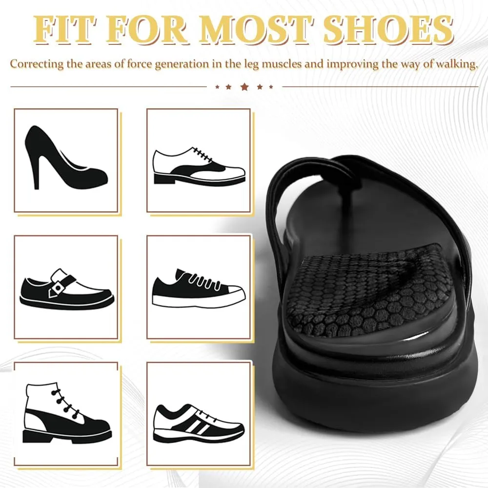 Corrective Insoles for Supination & Over-Pronation, Orthotics Medial & Lateral Heel Wedge Inserts for Foot Alignment, Bow Legs, Knee Pain (Black-3 Layers, S: Women 4-7.5/Men: 6-7)