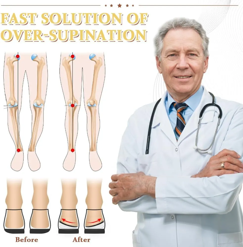 Corrective Insoles for Supination & Over-Pronation, Orthotics Medial & Lateral Heel Wedge Inserts for Foot Alignment, Bow Legs, Knee Pain (Black-3 Layers, S: Women 4-7.5/Men: 6-7)