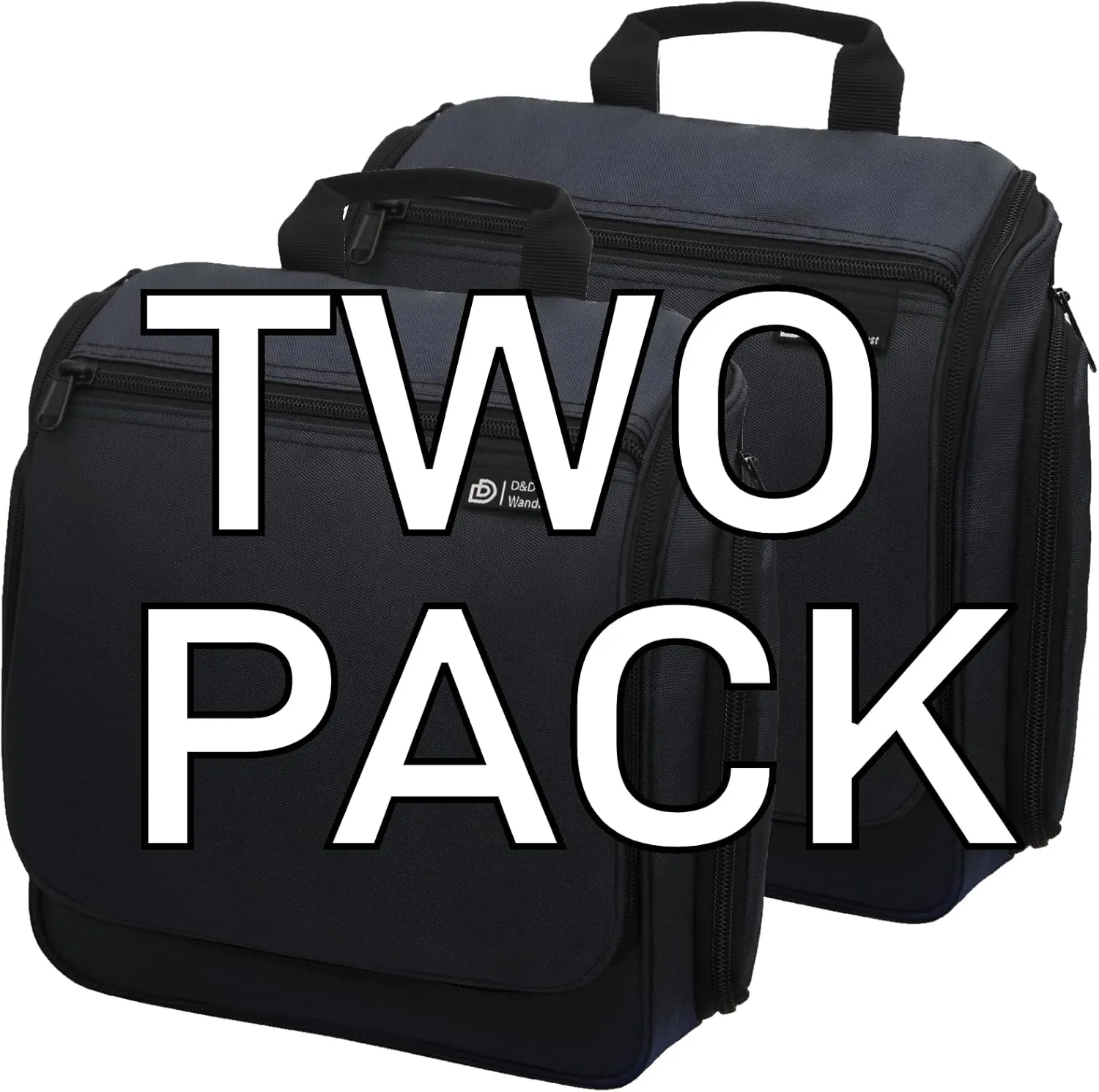 D&D Hanging Travel Toiletry Bag for Men and Women ?C Large Cosmetics, Makeup and Toiletries Organizer Kit with 10 Compartments, YKK Zippers, XXL Metal Swivel Hook, Water-Resistant Nylon