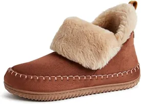 Dearfoams Women's Moritz Indoor/Outdoor Cozy Bootie Camping Furry Slipper