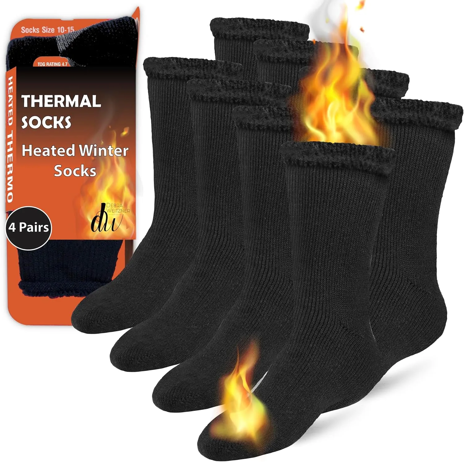 Debra Weitzner Thermal Socks for Men Women Warm Socks 4/6 Pairs Crew Winter Thick Boot Socks