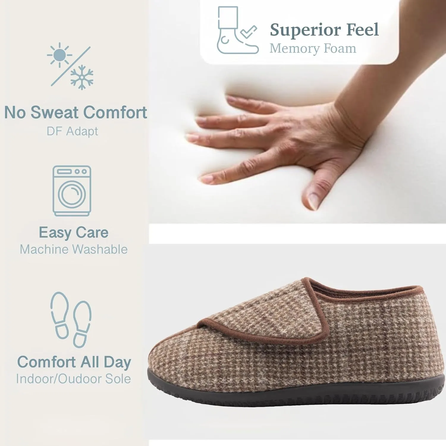 Diabetic Shoes for Men Extra Wide Width Adjustable Men's Diabetic Shoes with Plush Lining Diabetic Slippers for Men Extra Wide Width Foot Pain Relief