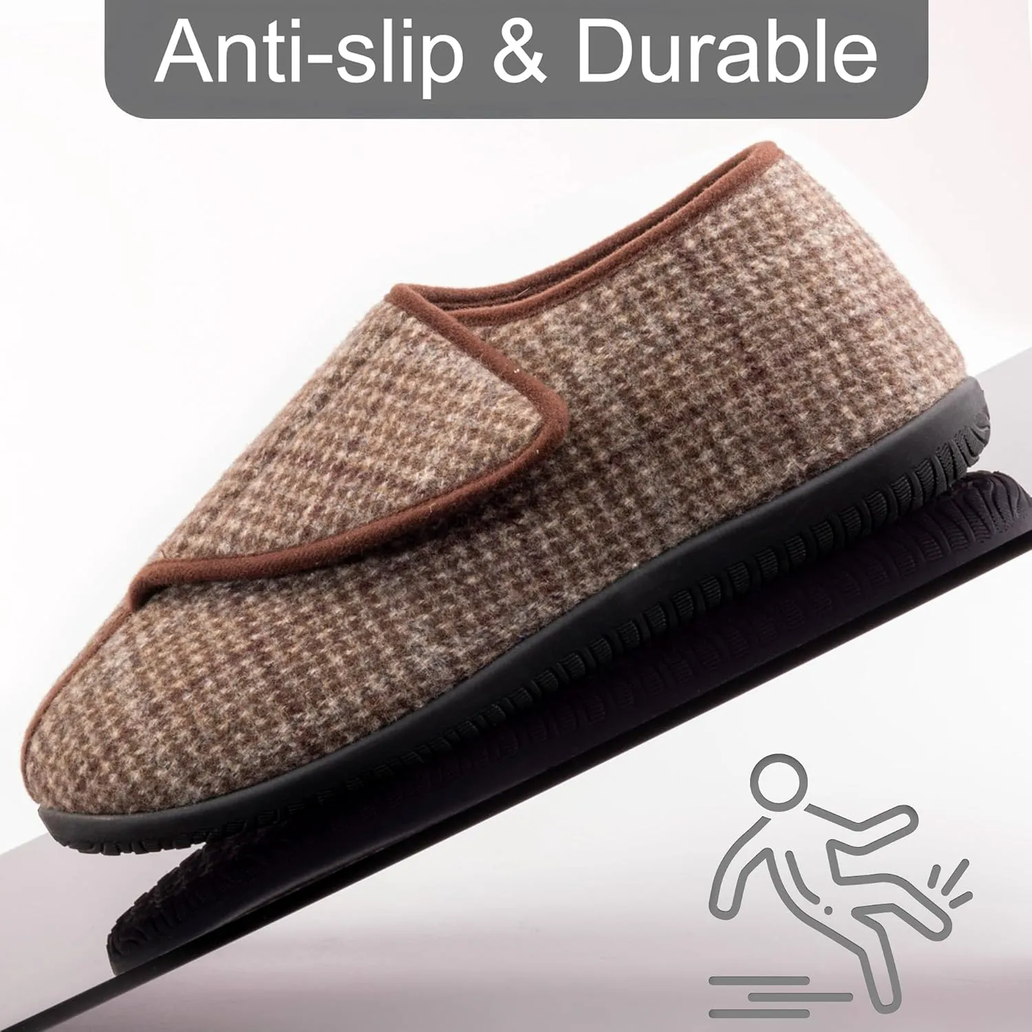 Diabetic Shoes for Men Extra Wide Width Adjustable Men's Diabetic Shoes with Plush Lining Diabetic Slippers for Men Extra Wide Width Foot Pain Relief