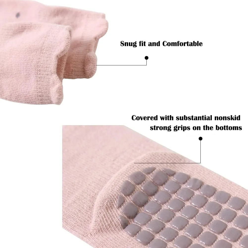 Exegawe Toddler Non Slip Socks, Cute Baby Socks with Grips Crew Socks 5 Pairs