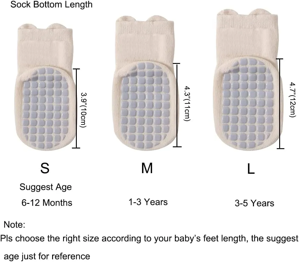 Exegawe Toddler Non Slip Socks, Cute Baby Socks with Grips Crew Socks 5 Pairs