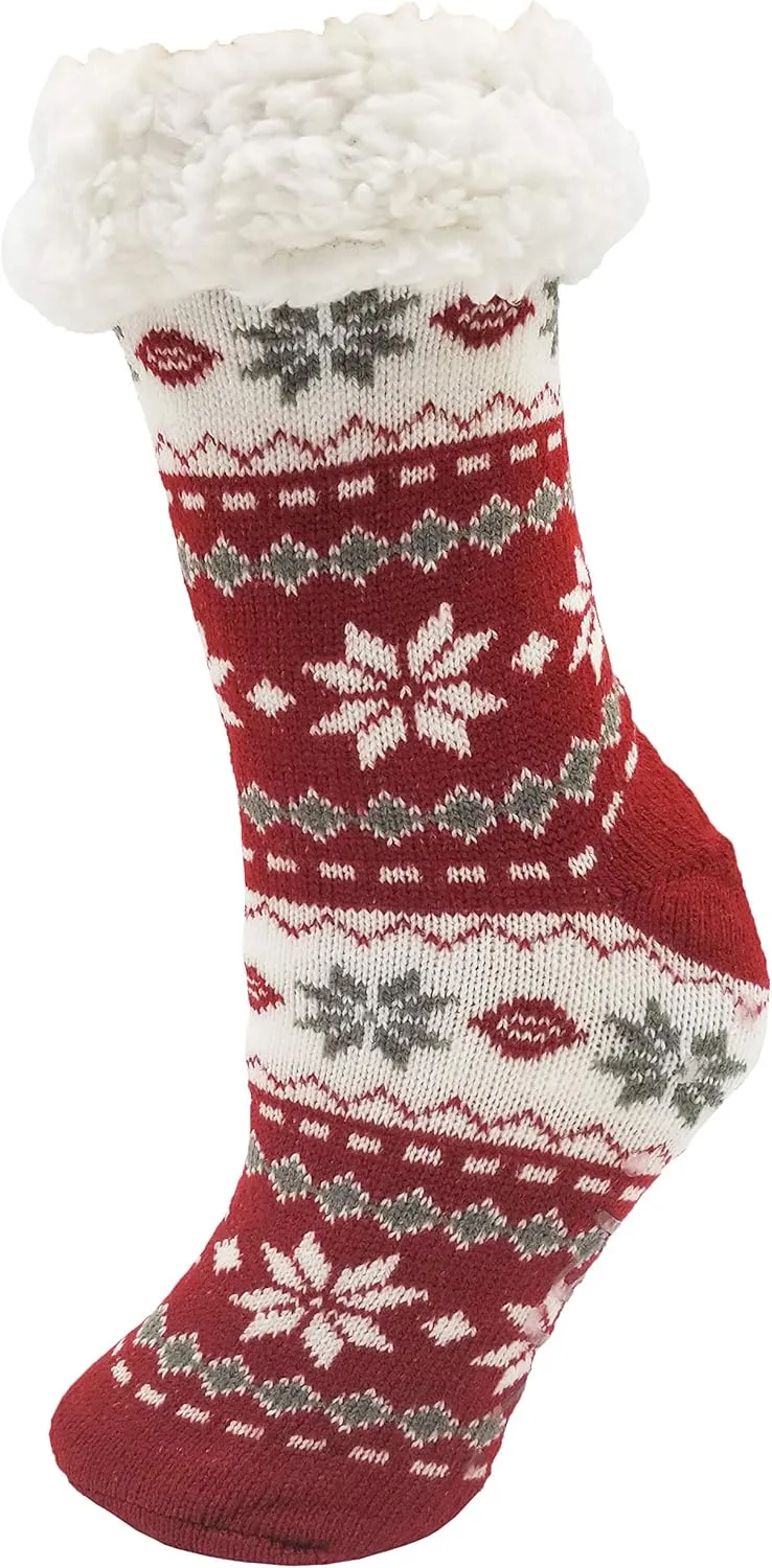 Fluffy Thermal Sherpa Slipper Socks, 3 Pairs for Women, Ultra Soft Christmas Winter Non Skid
