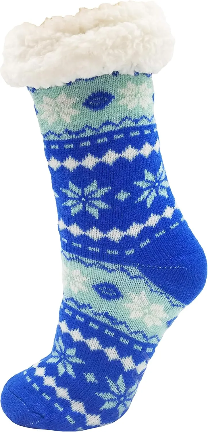 Fluffy Thermal Sherpa Slipper Socks, 3 Pairs for Women, Ultra Soft Christmas Winter Non Skid