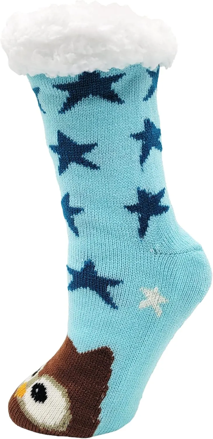 Fluffy Thermal Sherpa Slipper Socks, 3 Pairs for Women, Ultra Soft Christmas Winter Non Skid