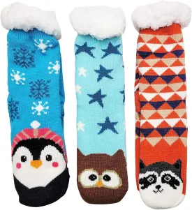 Fluffy Thermal Sherpa Slipper Socks, 3 Pairs for Women, Ultra Soft Christmas Winter Non Skid