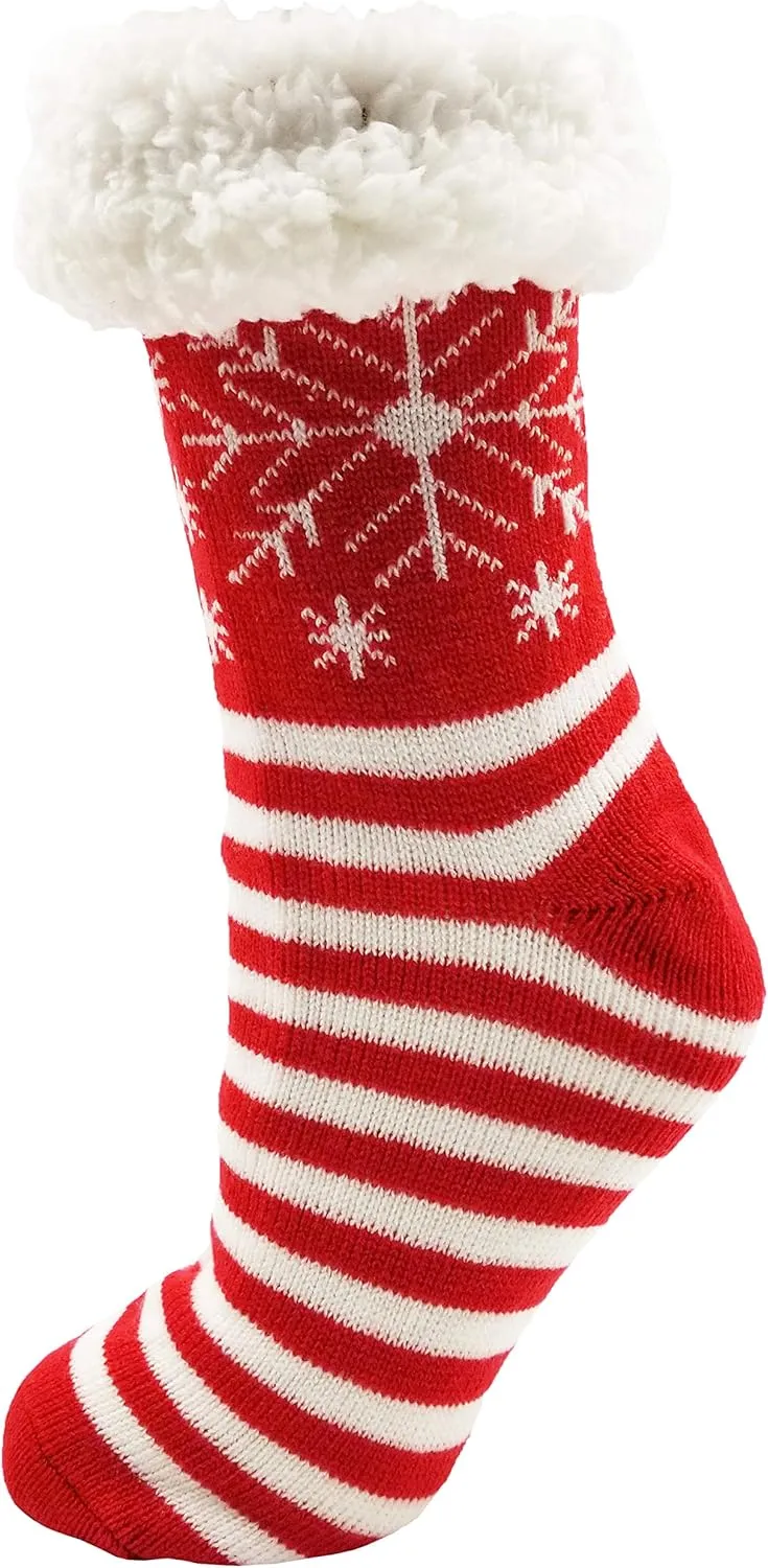 Fluffy Thermal Sherpa Slipper Socks, 3 Pairs for Women, Ultra Soft Christmas Winter Non Skid