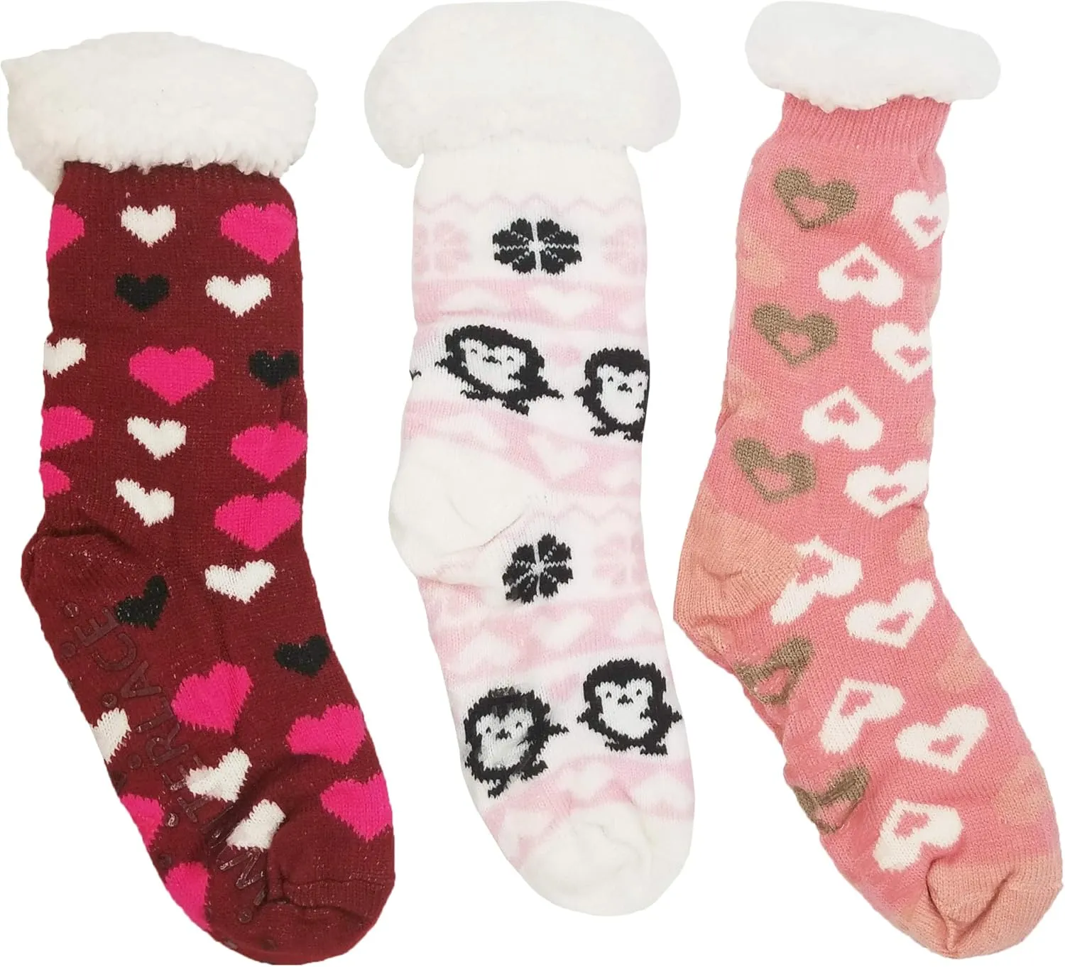 Fluffy Thermal Sherpa Slipper Socks, 3 Pairs for Women, Ultra Soft Christmas Winter Non Skid