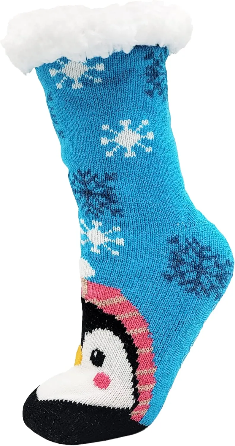 Fluffy Thermal Sherpa Slipper Socks, 3 Pairs for Women, Ultra Soft Christmas Winter Non Skid
