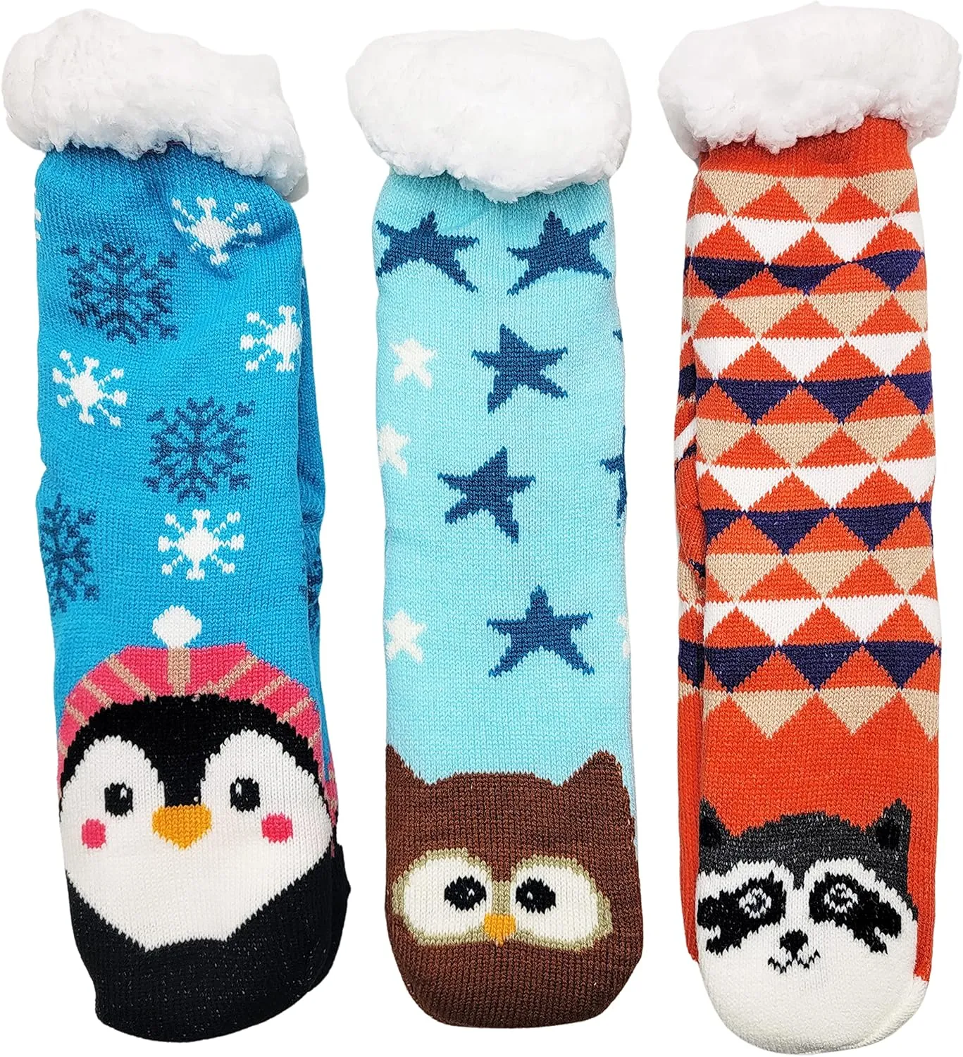 Fluffy Thermal Sherpa Slipper Socks, 3 Pairs for Women, Ultra Soft Christmas Winter Non Skid