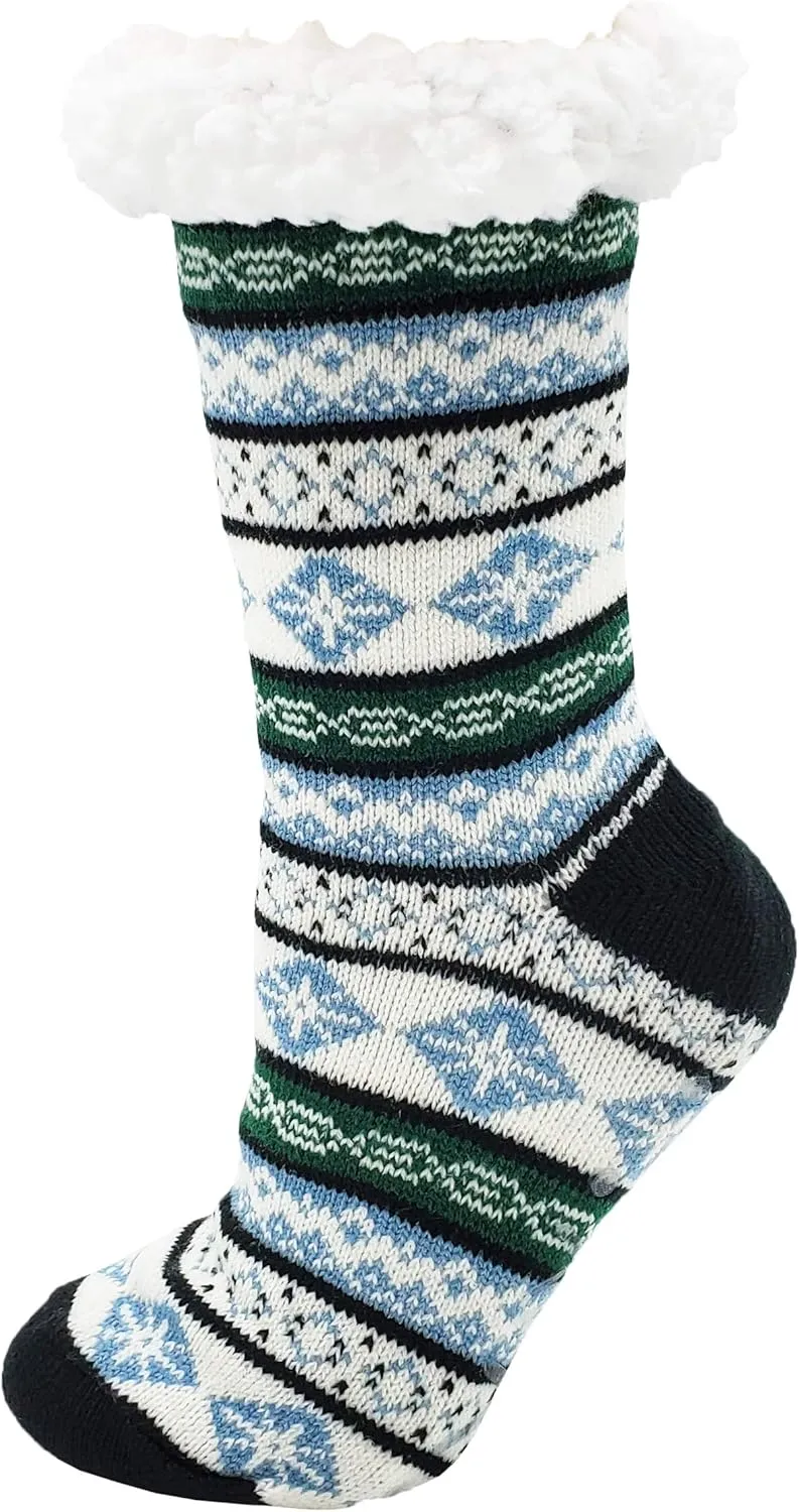 Fluffy Thermal Sherpa Slipper Socks, 3 Pairs for Women, Ultra Soft Christmas Winter Non Skid