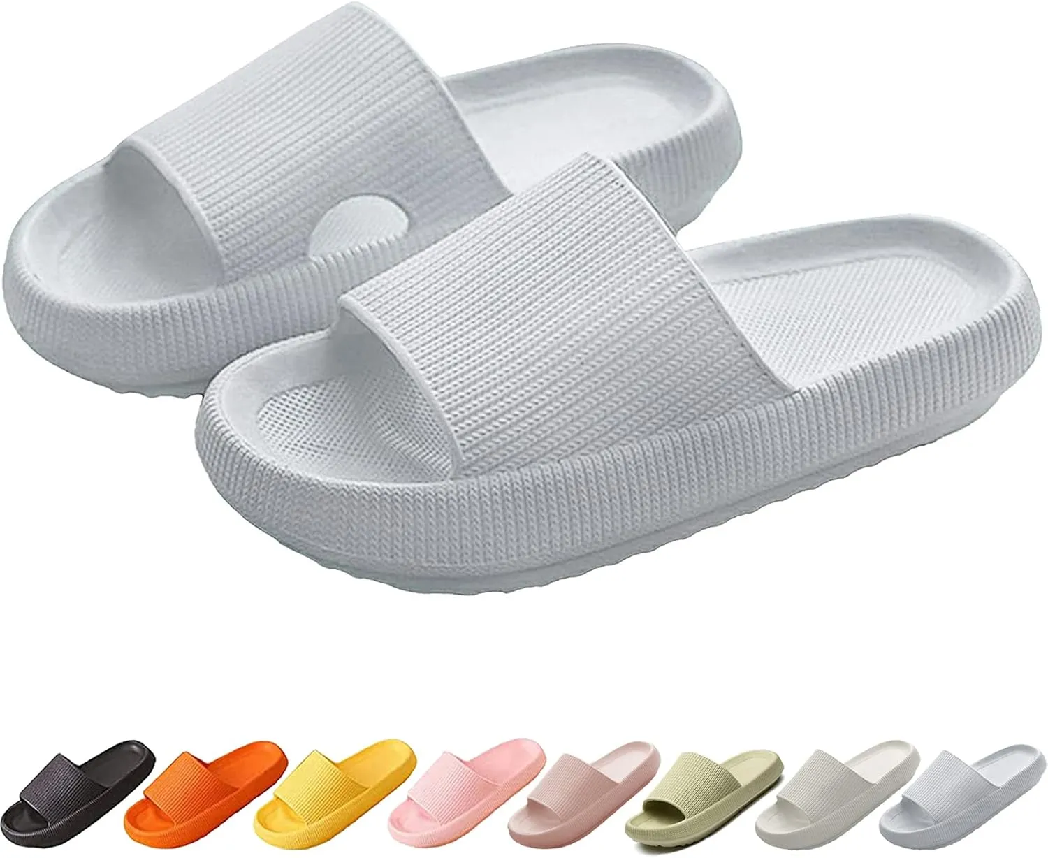 Foggs Japan Cloud Slippers, Unisex Adults, One Size, Black/White, Slip-On, Open Toe, No Heel, All Seasons, All Occasions, Slip Resistance, Fabric Blend, Fuzzy, Silicone Sole & Insole