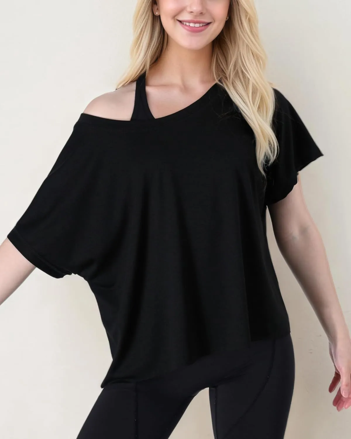 FOTN Open Back Workout Tops for Women 2025 Backless Short Sleeve Athletic Shirt Loose Fit for Running Yoga Gym Slouchy Tennis