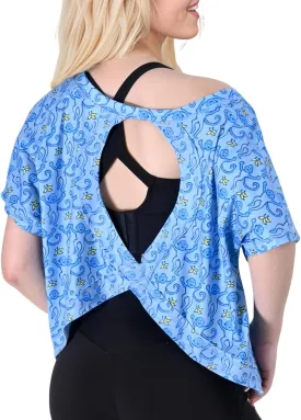 FOTN Open Back Workout Tops for Women 2025 Backless Short Sleeve Athletic Shirt Loose Fit for Running Yoga Gym Slouchy Tennis
