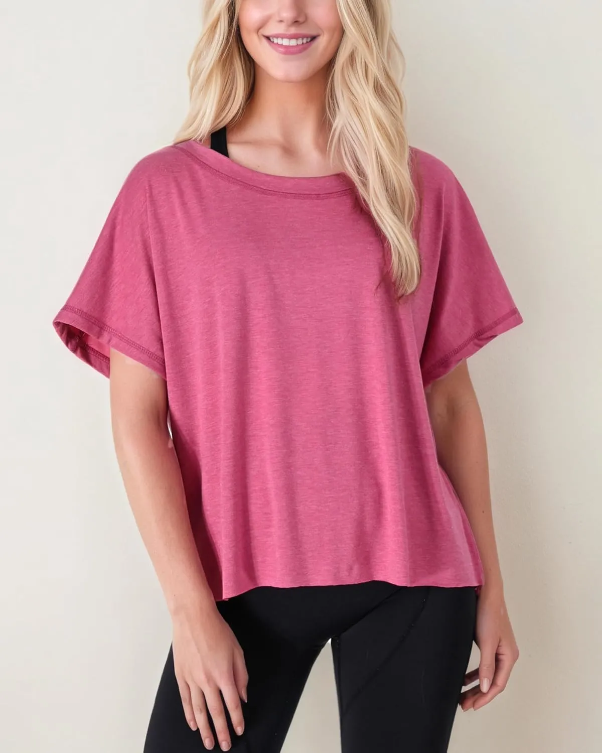 FOTN Open Back Workout Tops for Women 2025 Backless Short Sleeve Athletic Shirt Loose Fit for Running Yoga Gym Slouchy Tennis