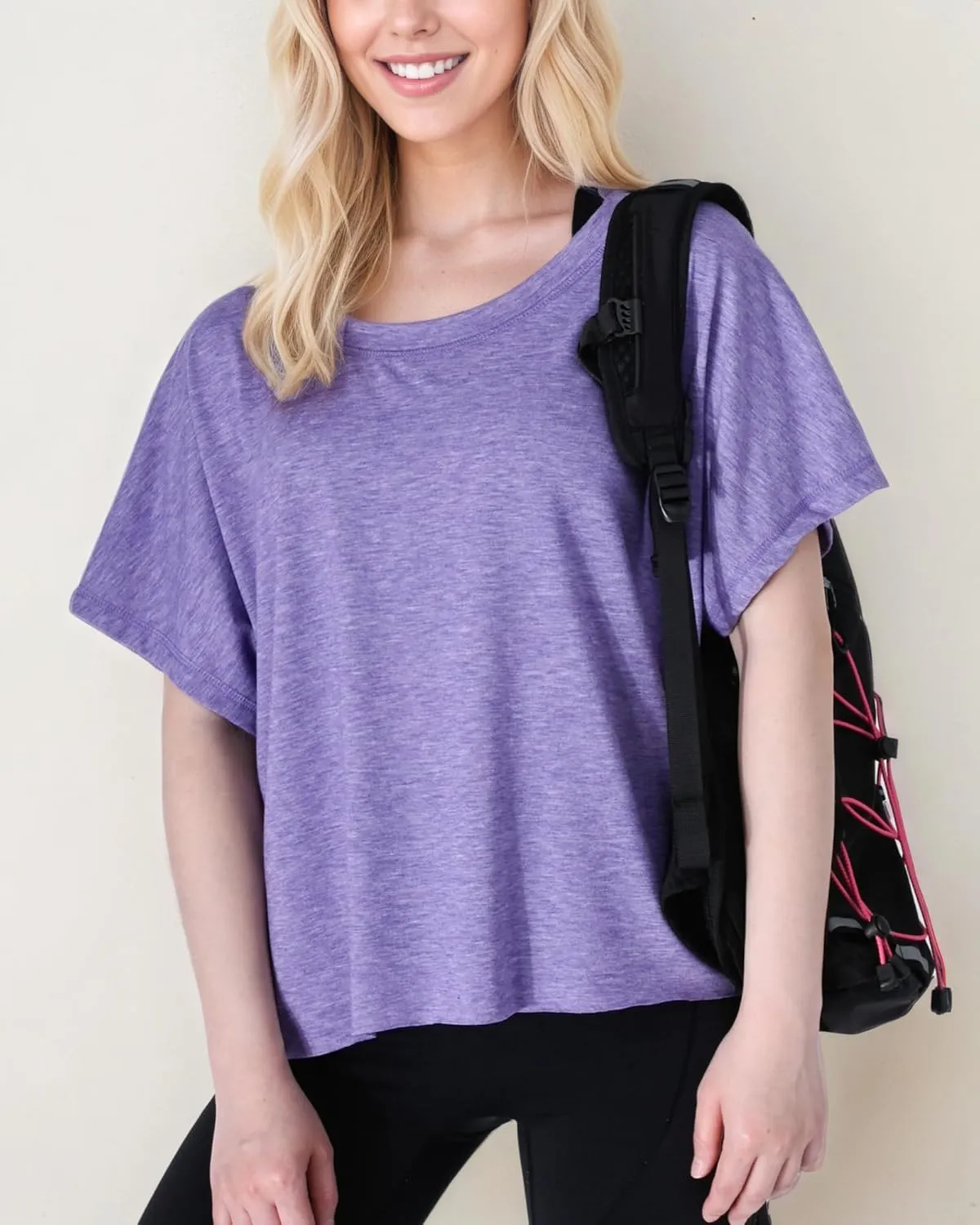 FOTN Open Back Workout Tops for Women 2025 Backless Short Sleeve Athletic Shirt Loose Fit for Running Yoga Gym Slouchy Tennis