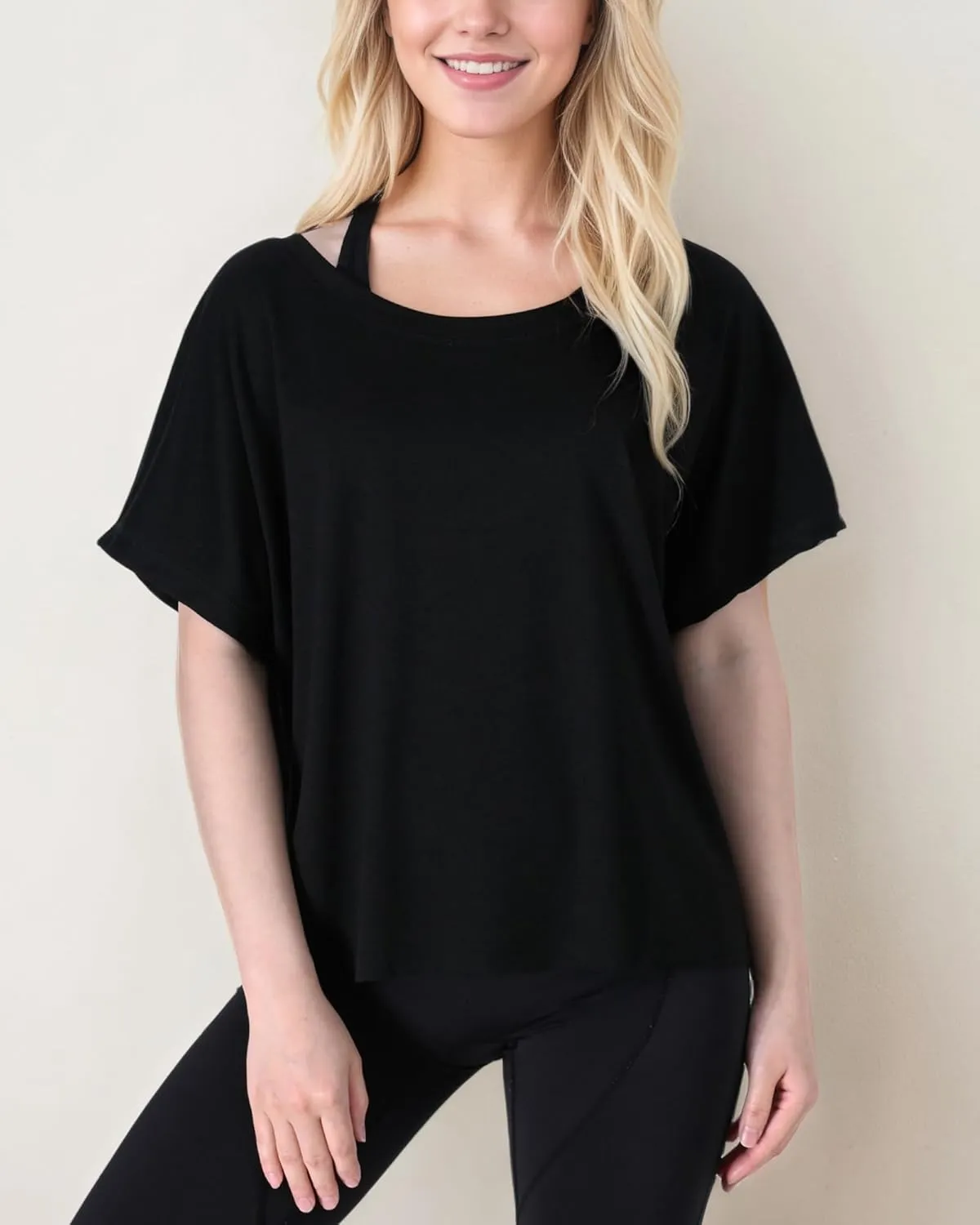 FOTN Open Back Workout Tops for Women 2025 Backless Short Sleeve Athletic Shirt Loose Fit for Running Yoga Gym Slouchy Tennis