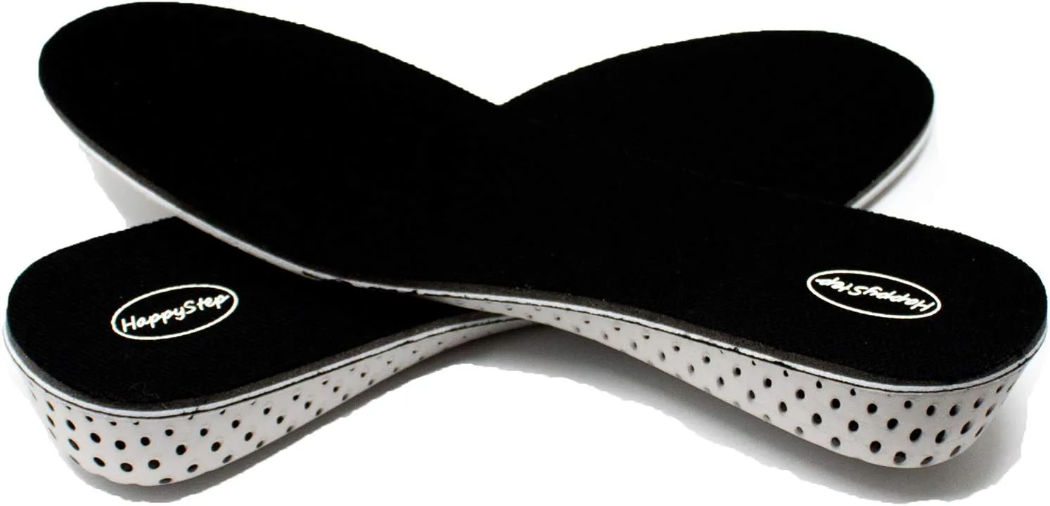 Happystep Full Length Memory Foam Height Increase Insoles for Men Size 5-10 (1 Pair 4cm Height Insoles) Black