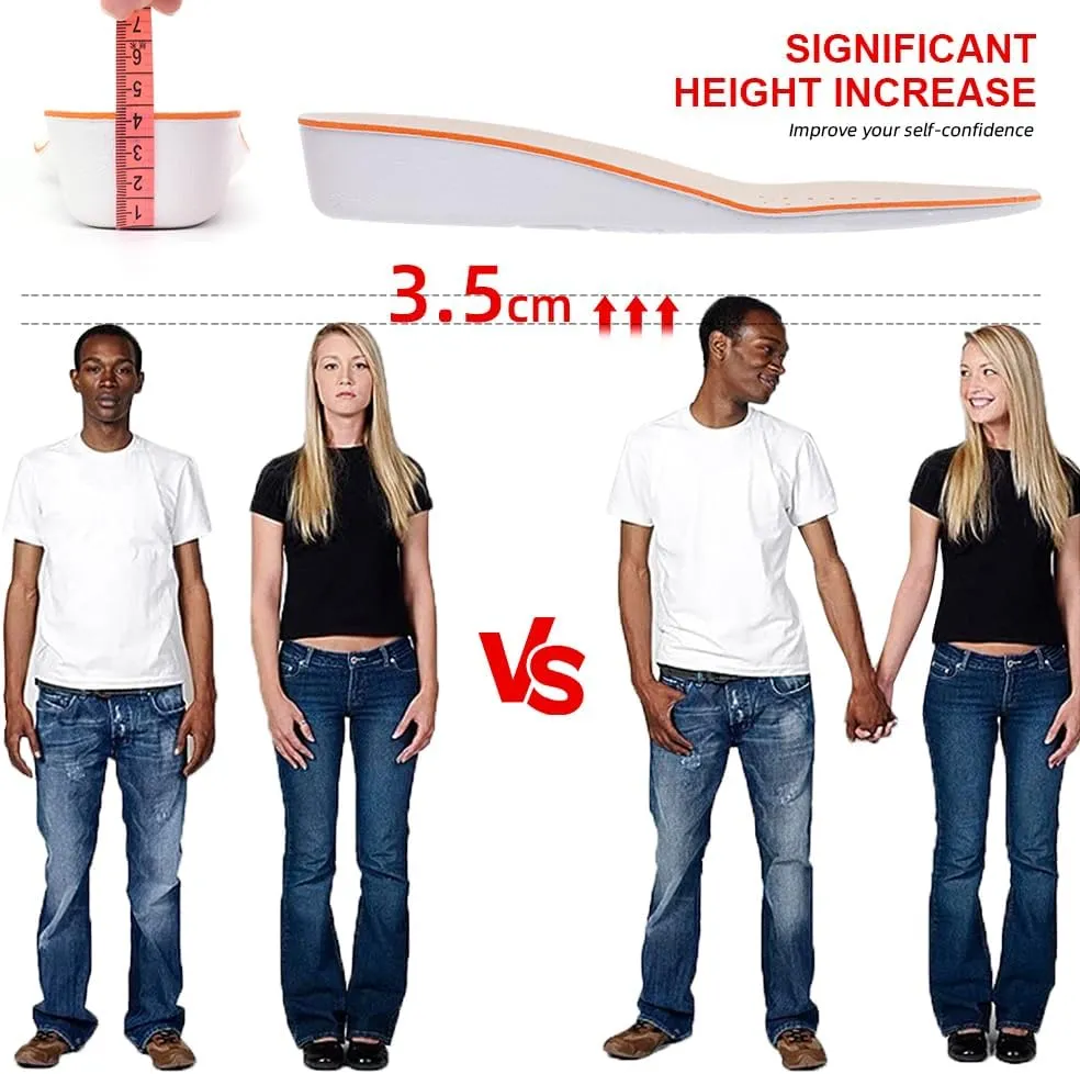 Height Increase Insole 1.5cm/2.5cm/3.5cm Breathable High Full Shoe Insoles Shoe Inserts Cushion Pads Lift Kits Elevator Insoles for Men Women White
