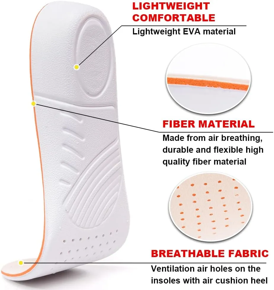Height Increase Insole 1.5cm/2.5cm/3.5cm Breathable High Full Shoe Insoles Shoe Inserts Cushion Pads Lift Kits Elevator Insoles for Men Women White