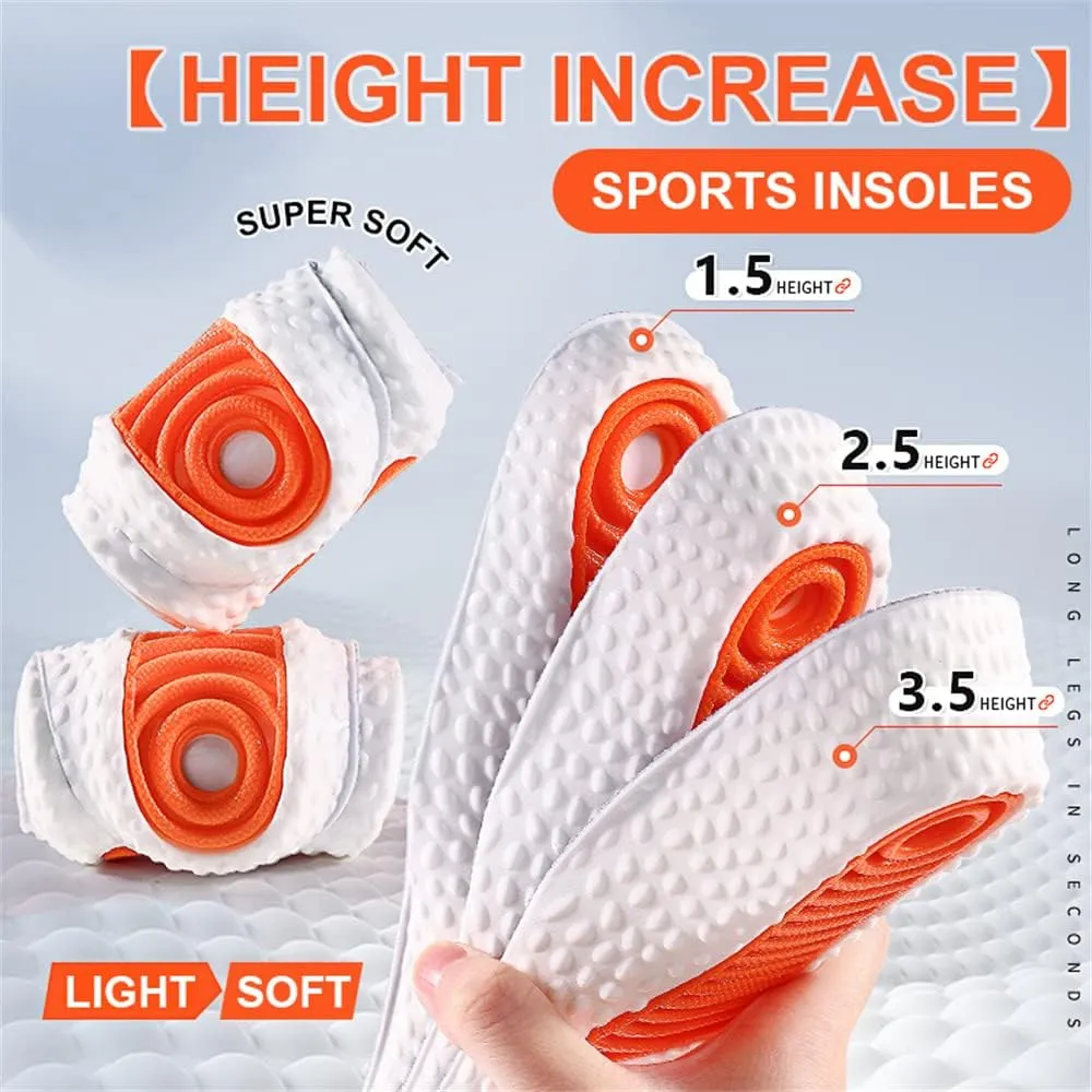 Height Increase Insole Elastic Shock Absorbing Sports Shoe Insoles, Heel Lift Inserts Elevator Insoles for Men & Women (3.5cm-White, Women US 7-8.5)