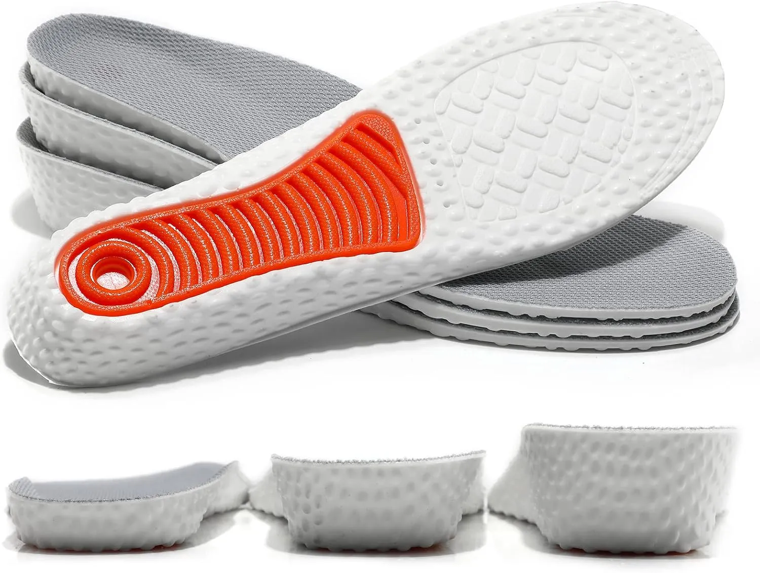 Height Increase Insole Elastic Shock Absorbing Sports Shoe Insoles, Heel Lift Inserts Elevator Insoles for Men & Women (3.5cm-White, Women US 7-8.5)