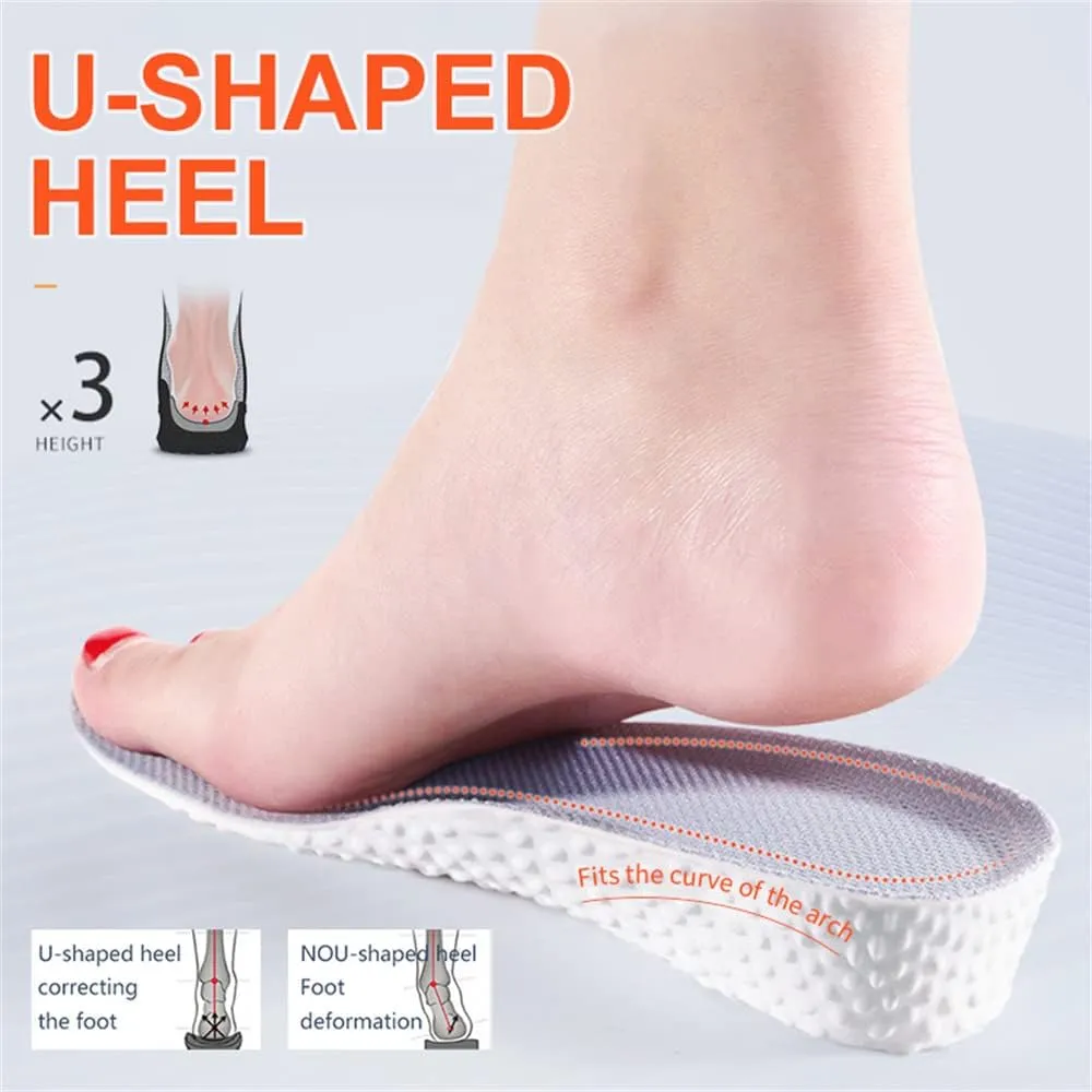 Height Increase Insole Elastic Shock Absorbing Sports Shoe Insoles, Heel Lift Inserts Elevator Insoles for Men & Women (3.5cm-White, Women US 7-8.5)